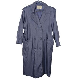 Vintage Nuage Purple Button Front Trench Coat Jacket Women's Size 8 *No Tie